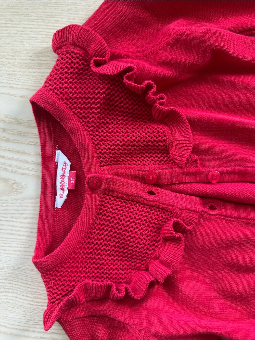 Ruffle Butts Bright Red Ruffle-Detail Cardigan - Picture 2 of 4